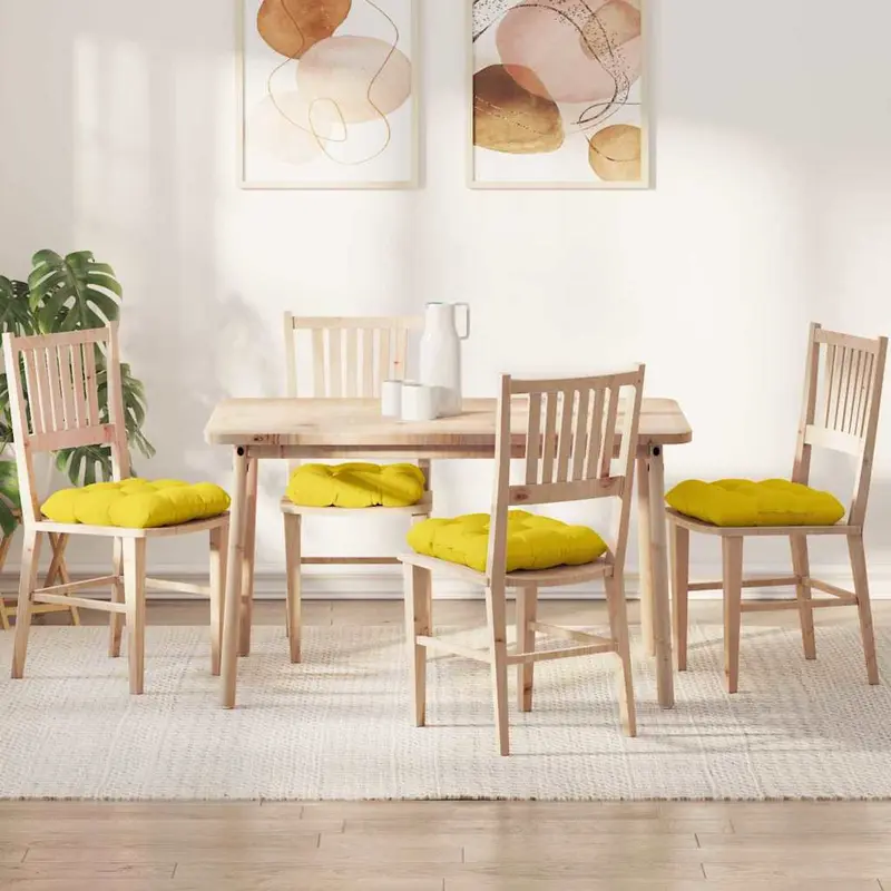 Cojines para asiento 4 pcs Amarillo Claro 45 x 45 x 12 cm tela