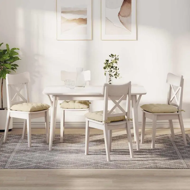 Cojines para asiento 4 pcs Crema 40 x 40 x 6 cm tela