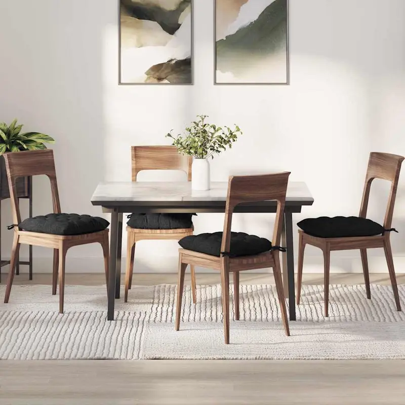 Cojines para asiento 4 pcs Negro 40 x 40 x 6 cm tela