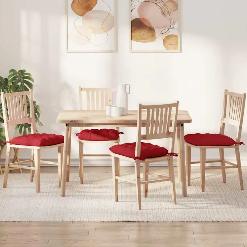Cojines para asiento 4 pcs Rojo 40 x 40 x 6 cm tela