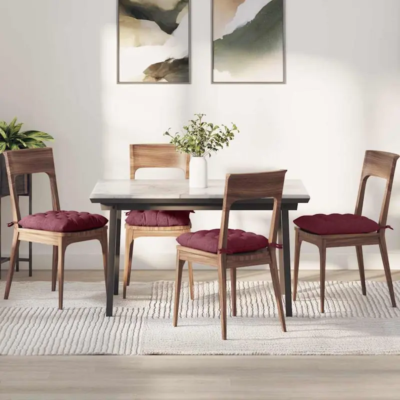Cojines para asiento 4 pcs Rojo vino 40 x 40 x 6 cm tela