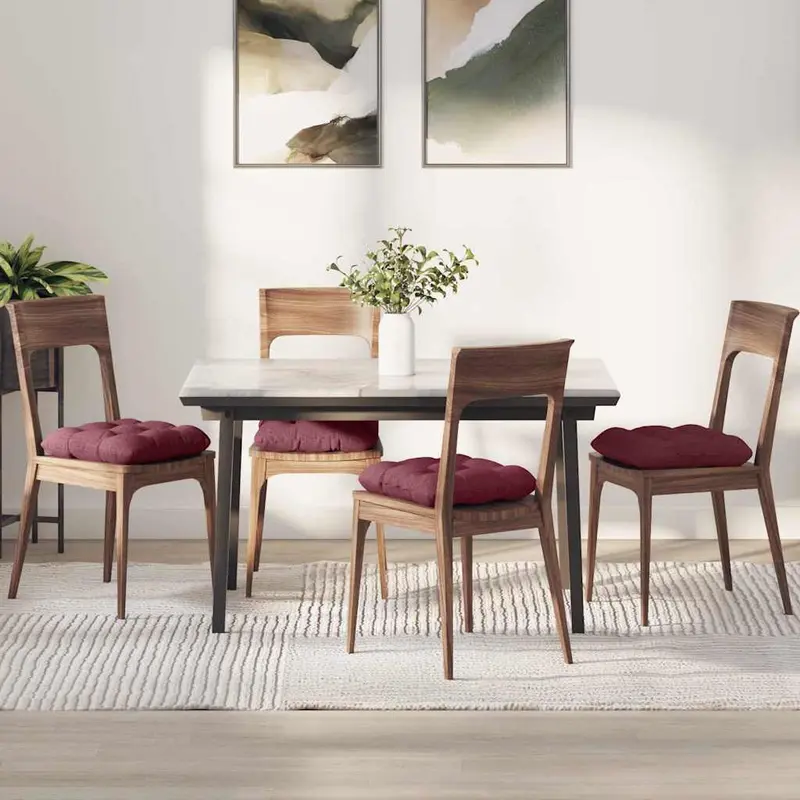 Cojines para asiento 4 pcs Rojo vino 45 x 45 x 12 cm tela