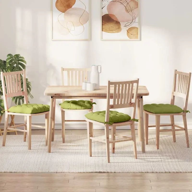 Cojines para asiento 4 pcs Verde claro 40 x 40 x 6 cm tela