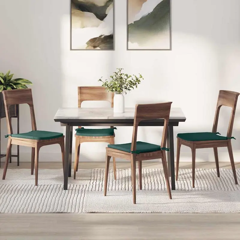 Cojines para asiento 4 pcs Verde oscuro 40 x 40 x 3 cm tela