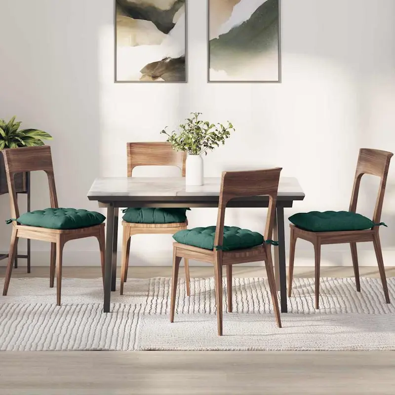 Cojines para asiento 4 pcs Verde oscuro 40 x 40 x 6 cm tela