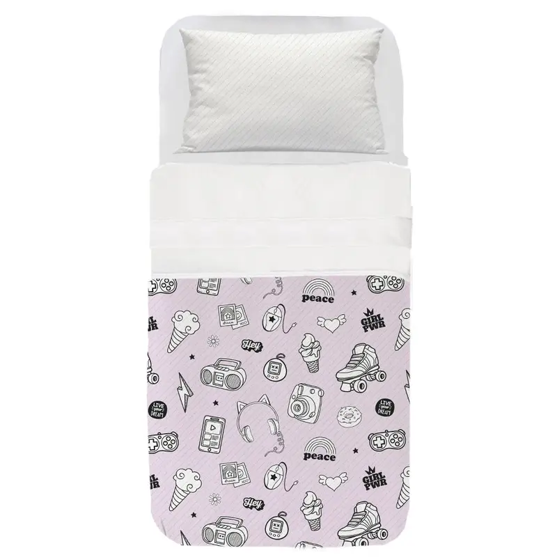Colcha Ajustable Infantil Cascos Rosa
