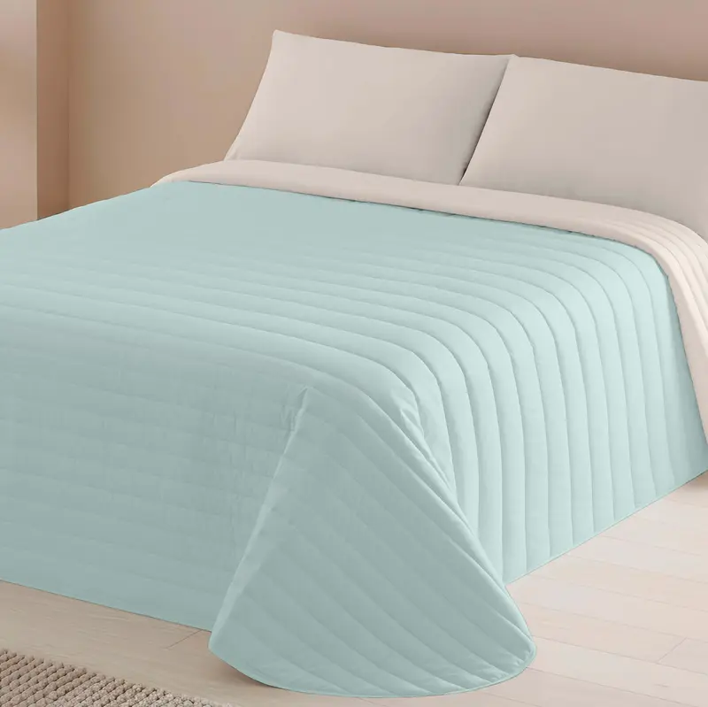 COLCHA BOUTI BICOLOR L.702 VERDE/L.198 PIEDRA