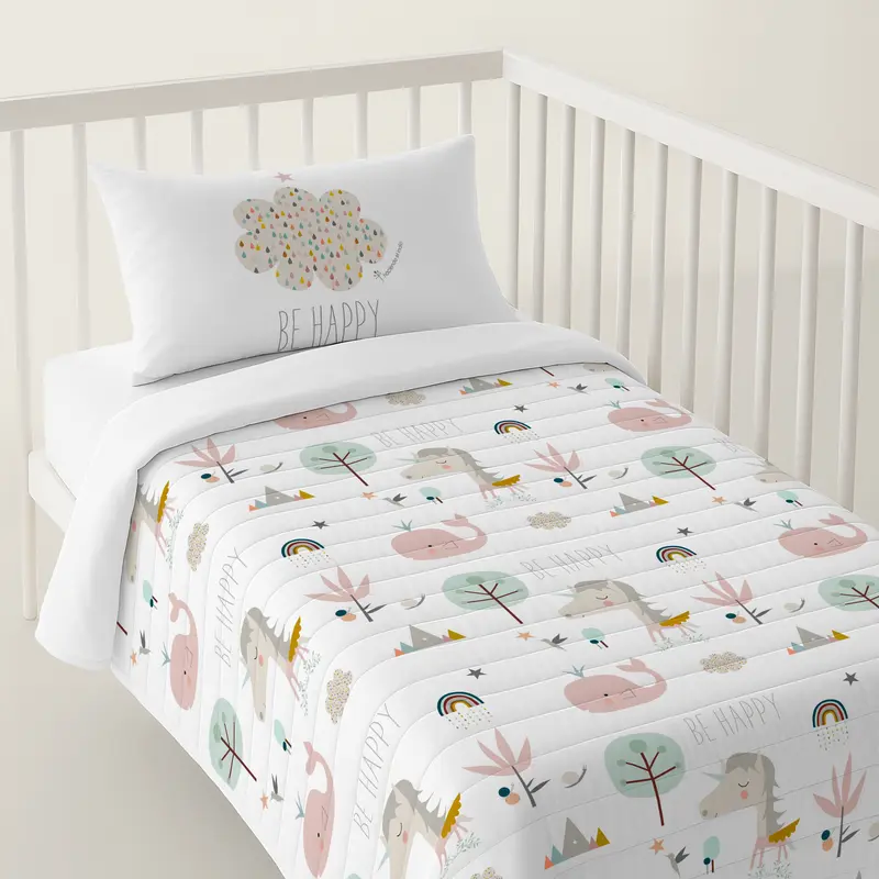 COLCHA BOUTI ESTAMPADA BEBÉ CUNA RAINBOWLAND 100% ALGODÓN