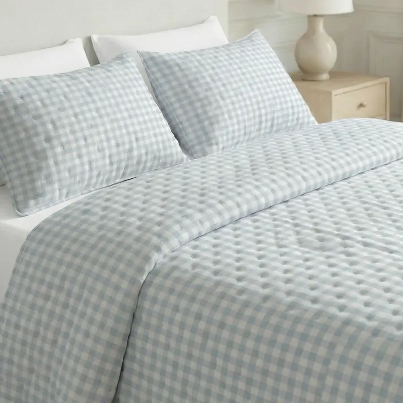 Colcha boutí estampada Calafat Azul Claro tacto suave
