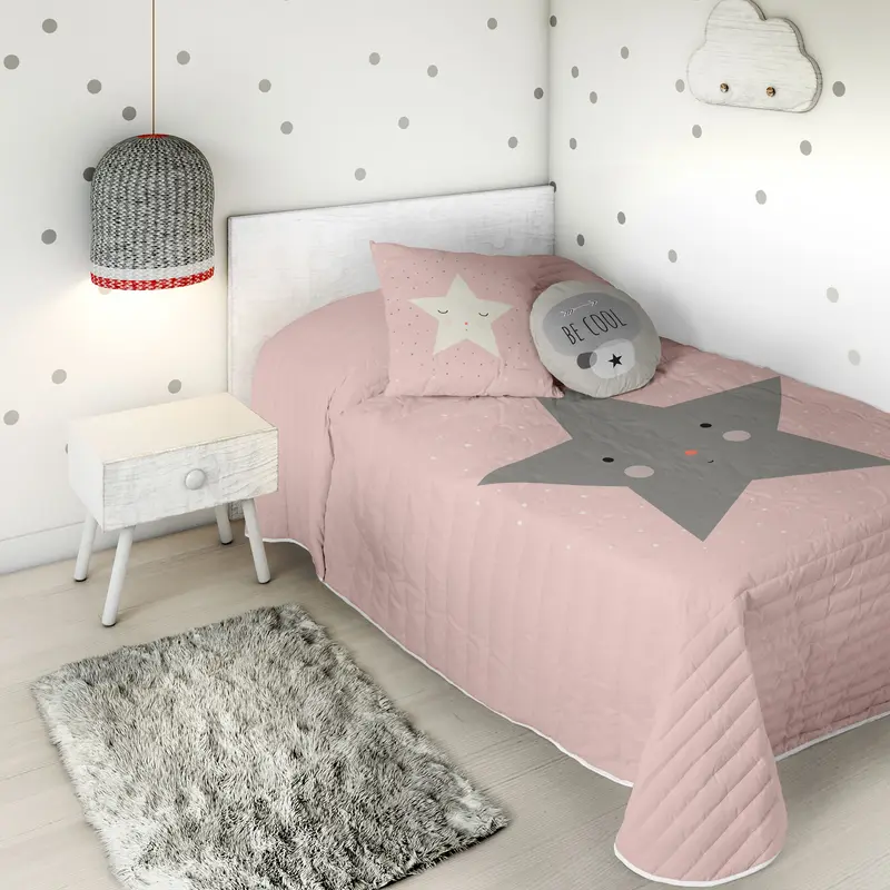 COLCHA BOUTI ESTAMPADA INFANTIL HAPPY STAR 100% ALGODÓN