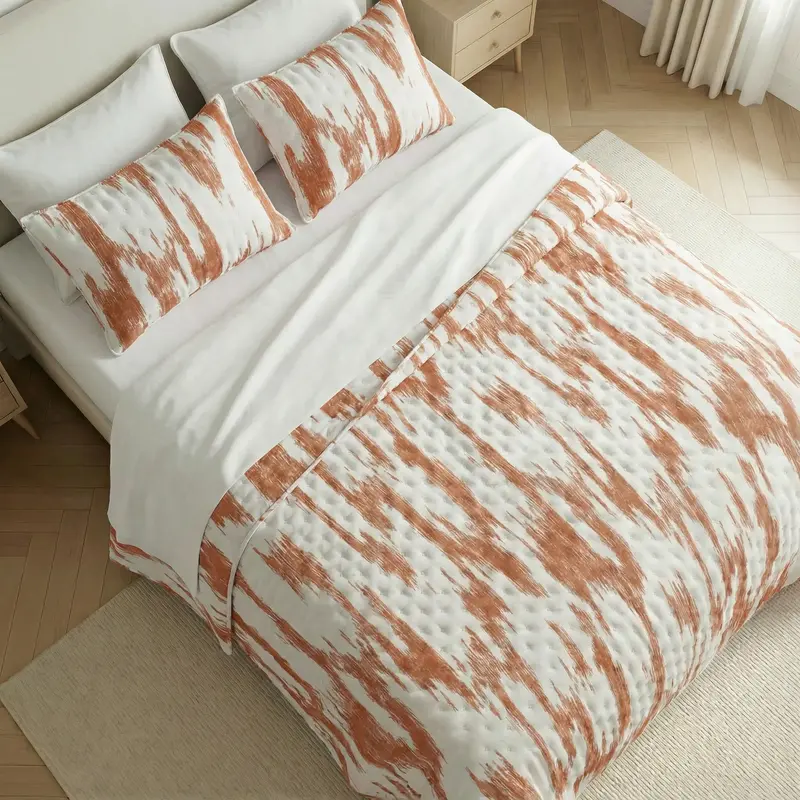 Colcha boutí estampada Mahón Teja tacto suave
