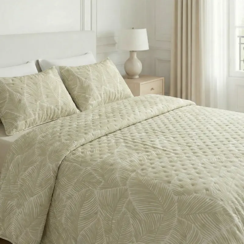 Colcha boutí estampada Nijar Beige tacto suave