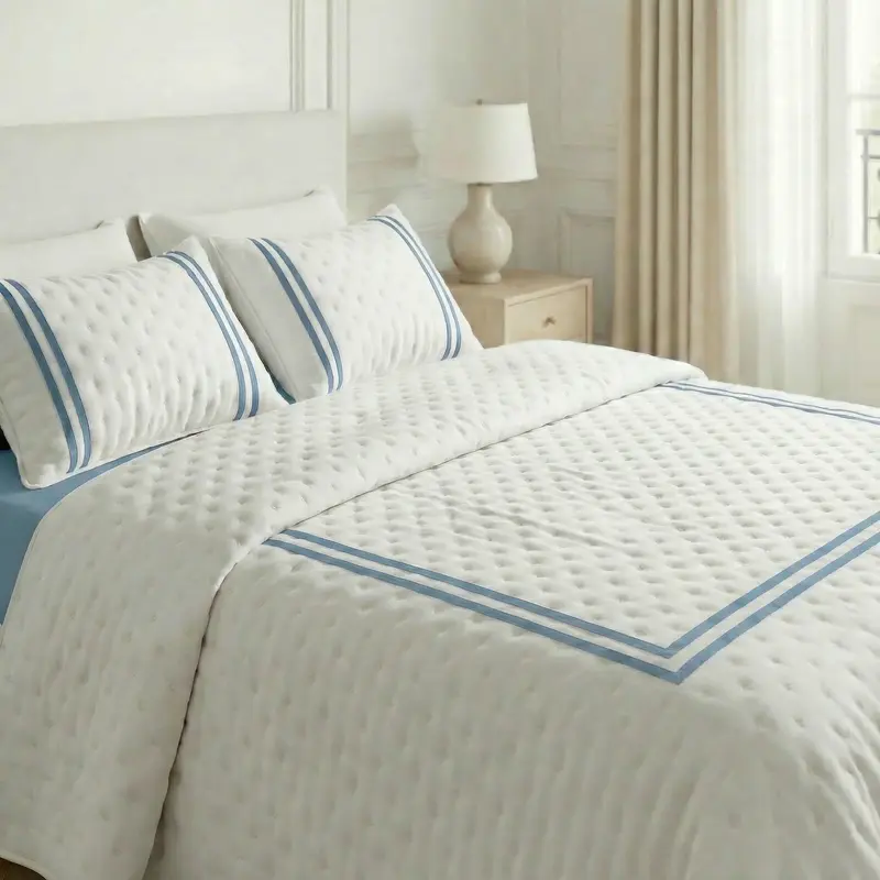 Colcha boutí estampada Oliva Azul Vera tacto suave
