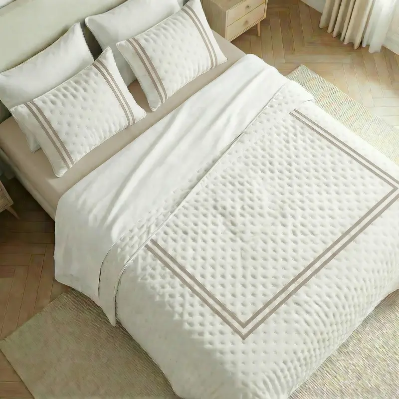 Colcha boutí estampada Oliva Beige tacto suave