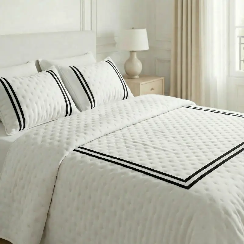 Colcha boutí estampada Oliva Negro tacto suave