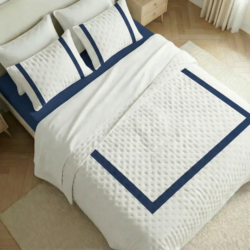 Colcha boutí estampada Portixol Azul tacto suave