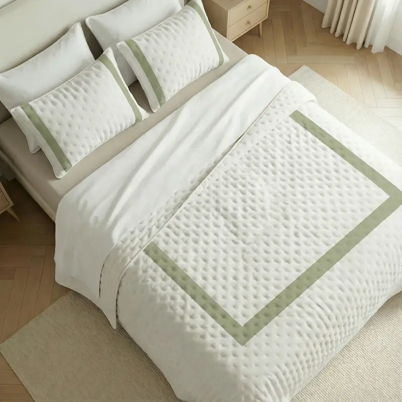 Colcha boutí estampada Portixol Verde Claro tacto suave