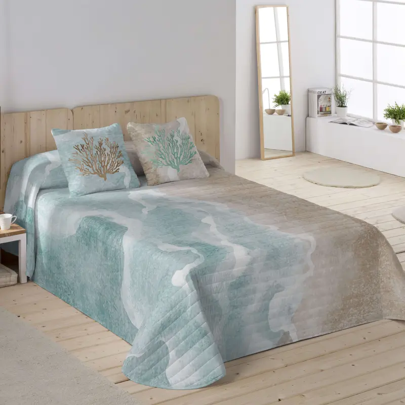COLCHA BOUTI ESTAMPADA SEA SALT 100% ALGODÓN