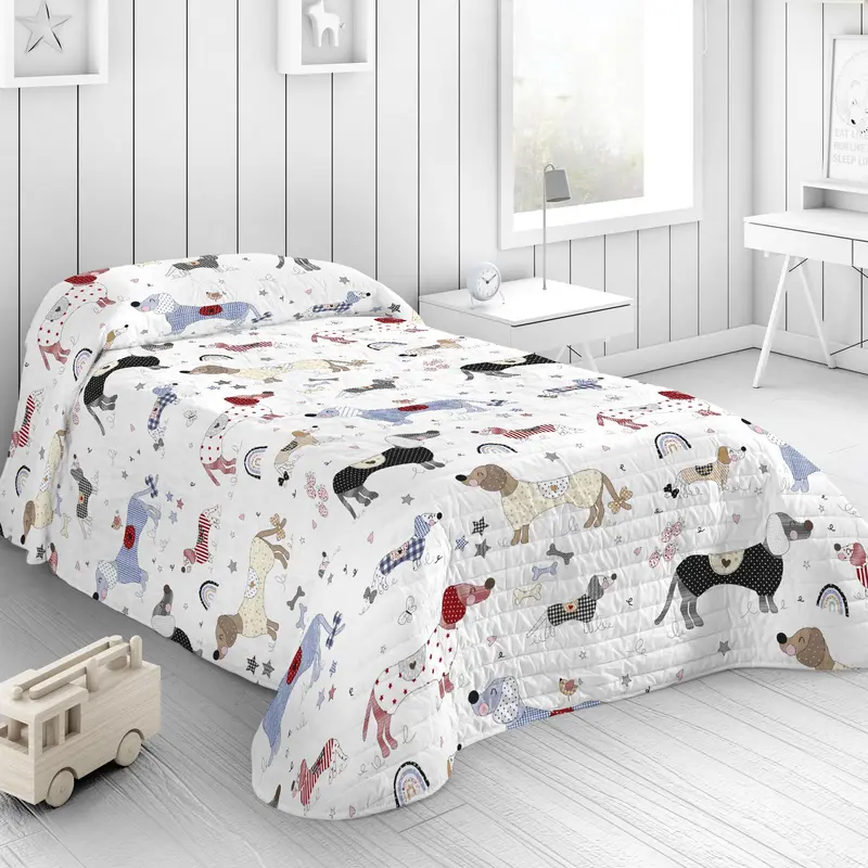 COLCHA BOUTI REVERSIBLE ESTAMPADA INFANTIL IDOGGY PATCH 100% ALGODÓN