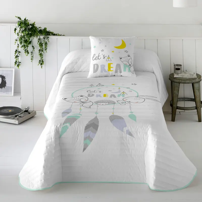 COLCHA BOUTI REVERSIBLE ESTAMPADA INFANTIL LETS DREAM 100% ALGODÓN