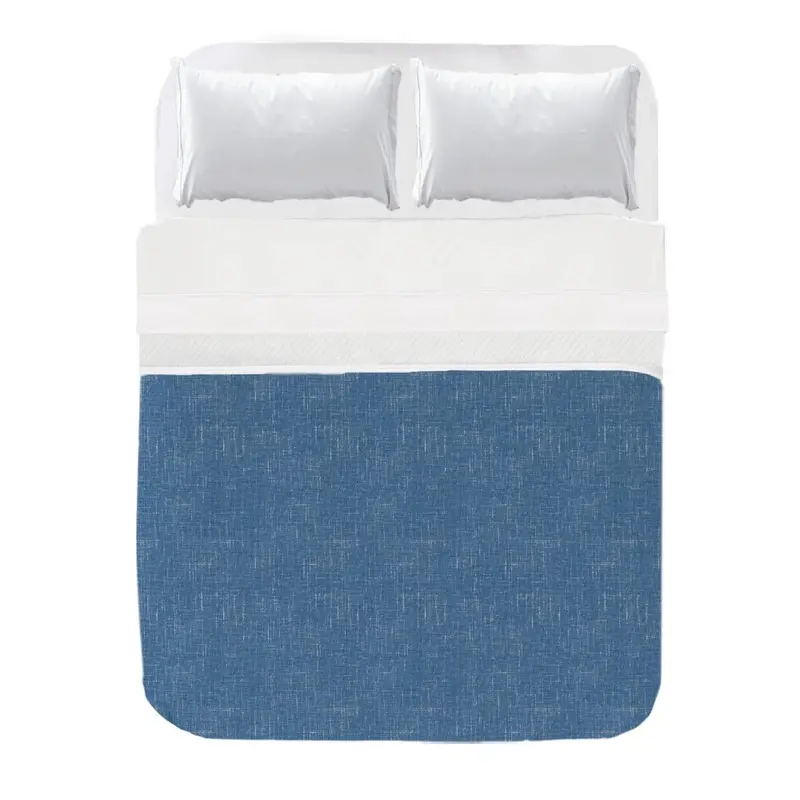 Colcha Estampado Textura Lino Azul Marino