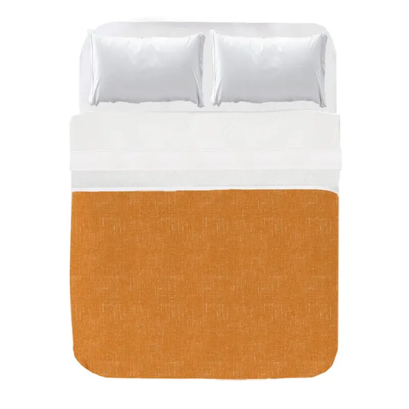 Colcha Estampado Textura Lino Naranja