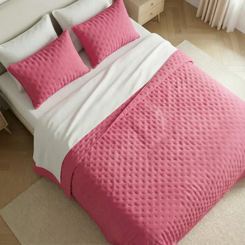 Colcha lisa acolchada Fucsia tacto suave
