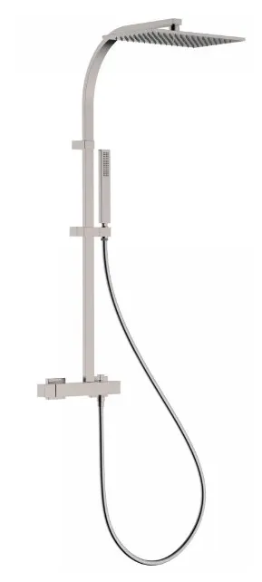 Columna de ducha con grifo monomando de latón y acabado de acero BASIC Slim Exclusive TRES