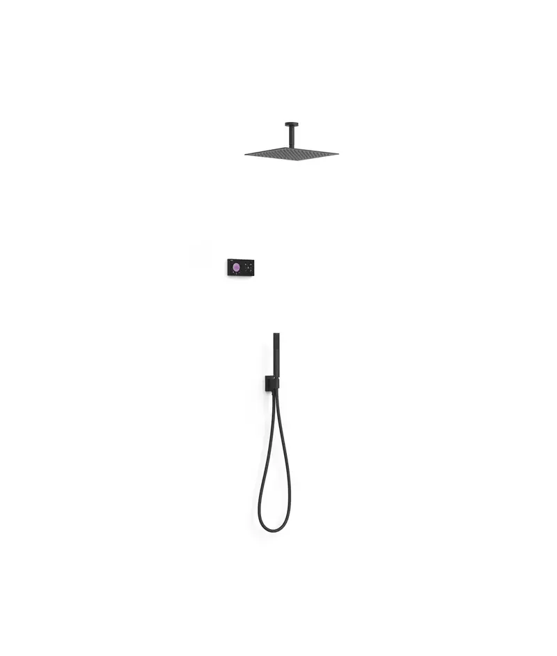 Columna de ducha con grifo termostático electrónico de acabado negro mate Shower Tres