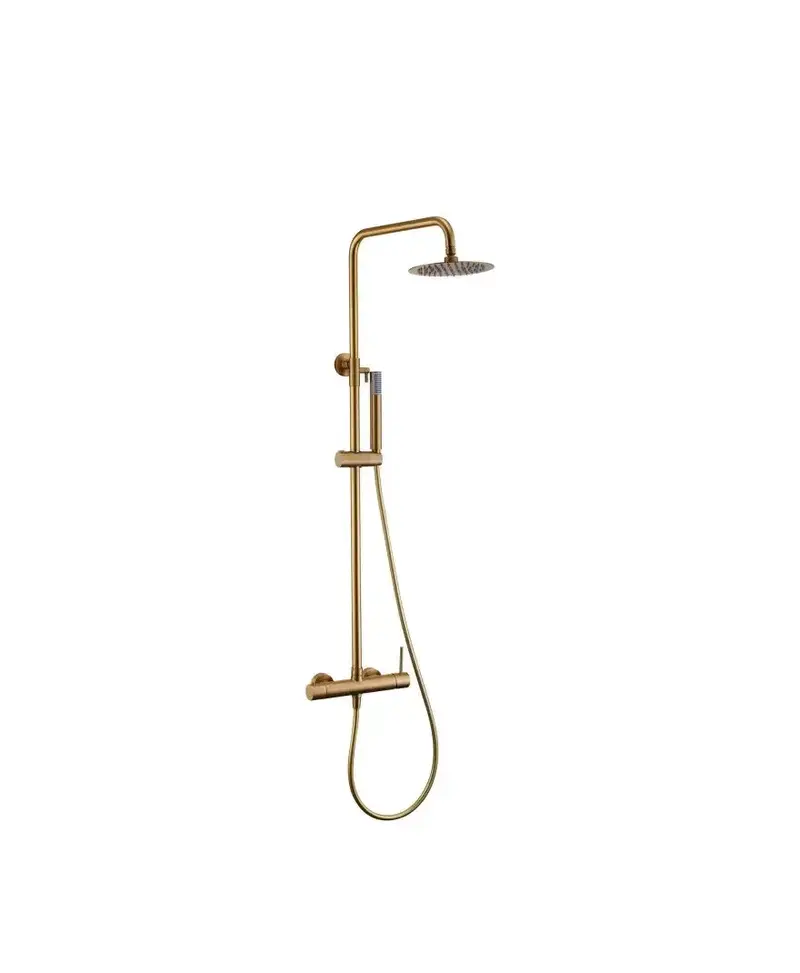 Columna de ducha con monomando integrado de acero inoxidable y acabado en oro cepillado Monza de Imex