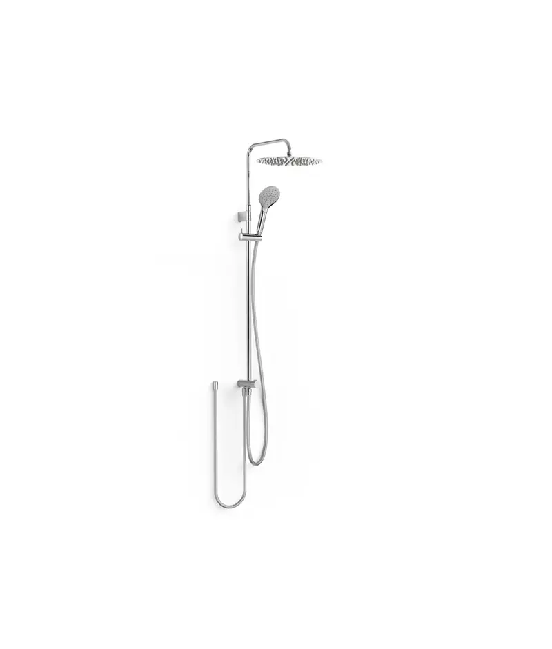 Columna de ducha con rociador circular para grifos universales con acabado cromado Over Wall Tres