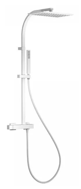 Columna de ducha con soporte mural y sistema antical con acabado blanco mate SLIM TRES