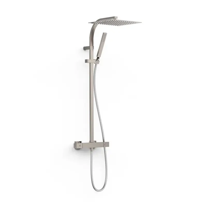 Columna de ducha con teleducha cuadrada y grifo termostático acabado acero BASE PLUS TRES