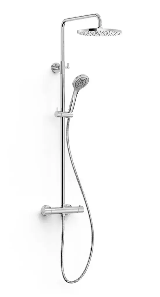 Columna de ducha con teleducha y grifo termostático acabado cromado BASE PLUS TRES