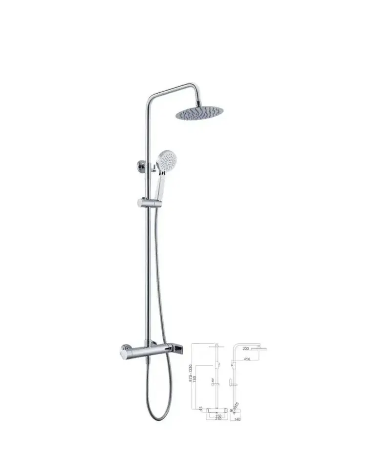 Columna de ducha con un diseño moderno y extensible de acabado cromado Nassau de Imex