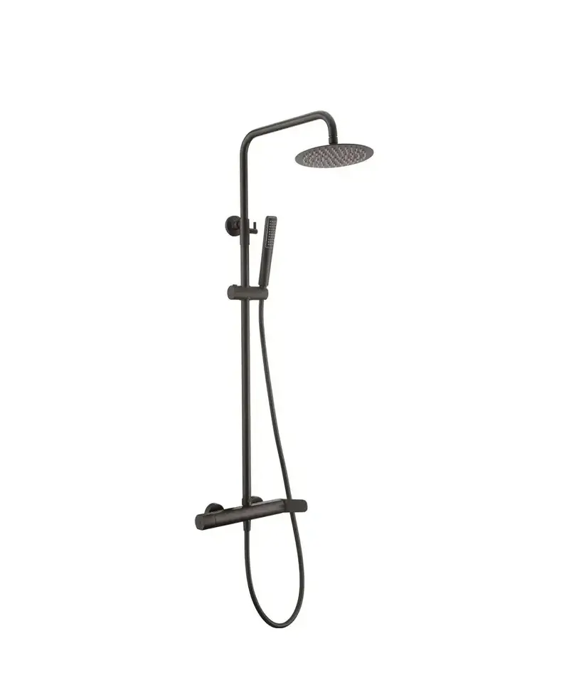 Columna de ducha con una barra extensible de diseño moderno en color negro mate Dinamarca de Imex