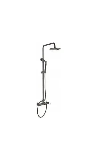 Columna de ducha con una barra extensible de diseño moderno en color negro mate Milos de Imex