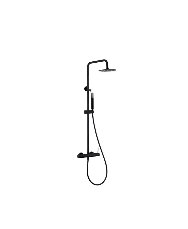 Columna de ducha de altura regulable con distribuidor integrado fabricada en acero inoxidable negro mate Monza de Imex