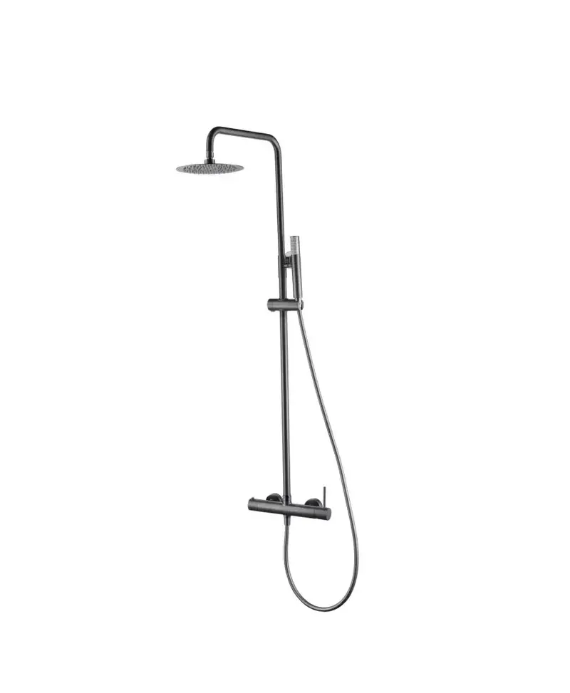 Columna de ducha de altura regulable fabricada en latón con acabado black gun metal Monza de Imex