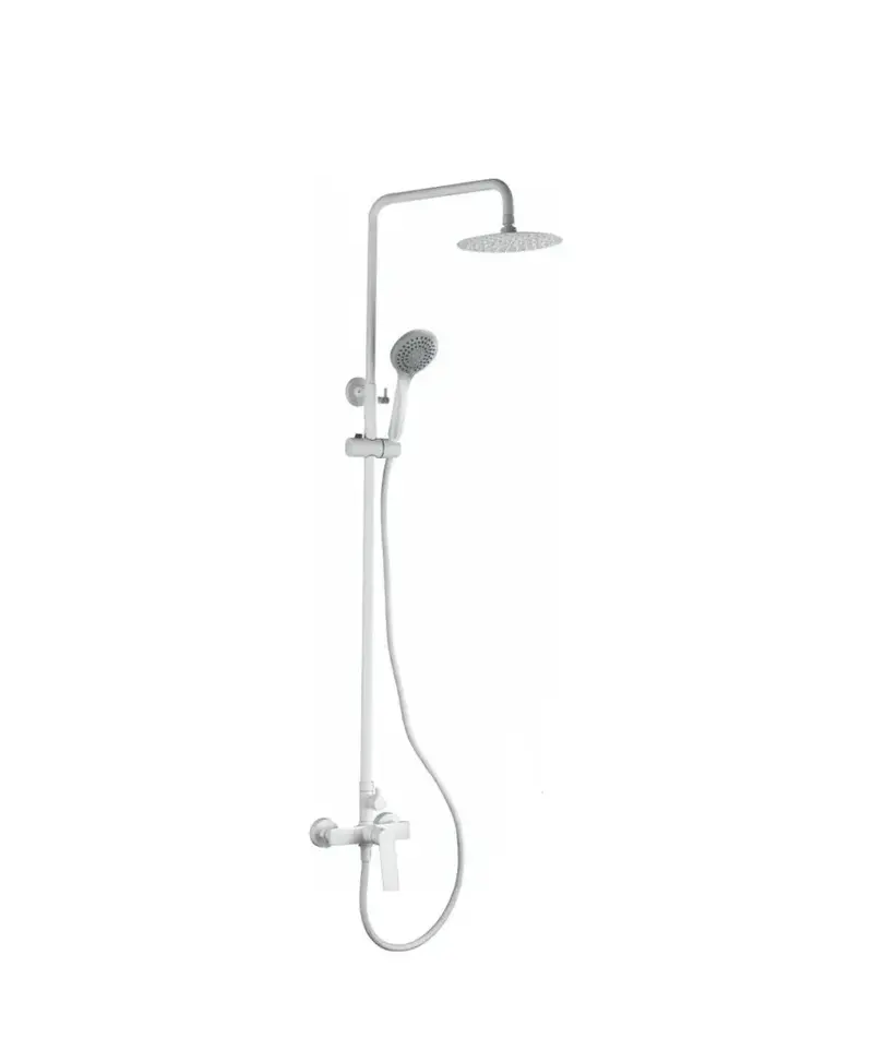 Columna de ducha de diseño extensible y moderno con un acabado blanco mate Luxor de Imex