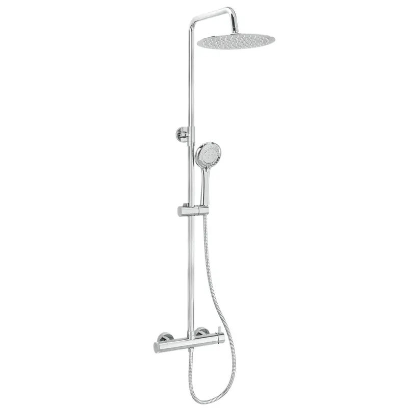 Columna de ducha monomando redonda cromada de 80 a 120 cm Jabalón de Valaz