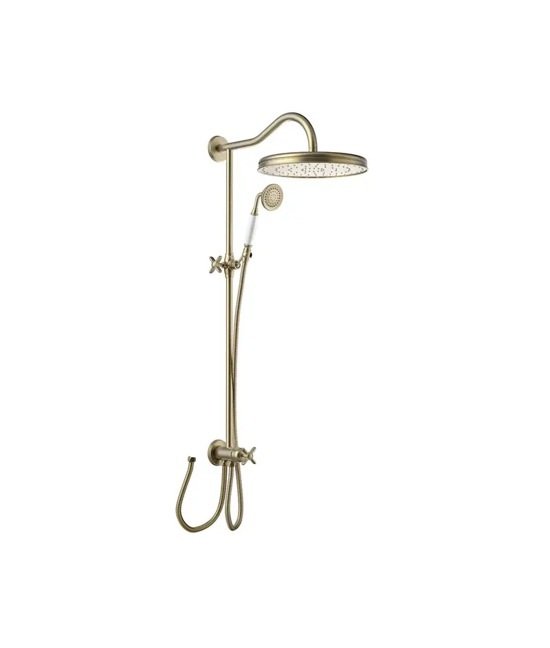 Columna de ducha Pack de barra de ducha adaptable con inversor y rociador latón viejo mate Tres Clasic Tres
