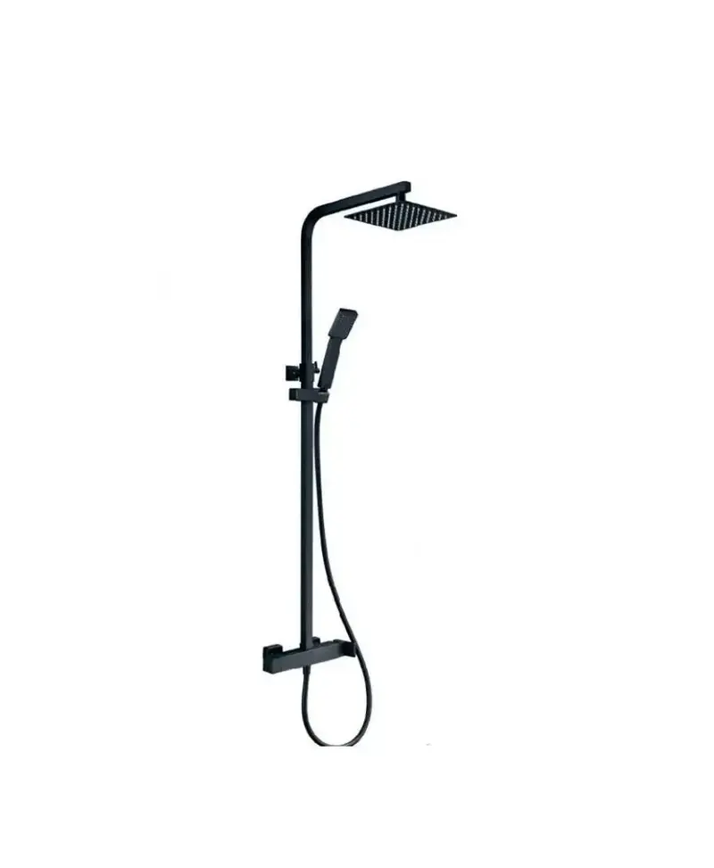 Columna de ducha para pared con un diseño extensible de acabado negro mate Fiyi de Imex