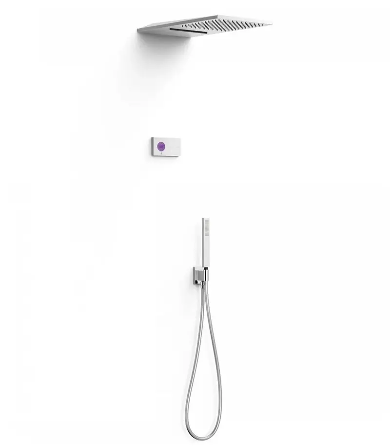 Columna de ducha termostática electrónica de tres vías con acabado cromado Shower Technology TRES