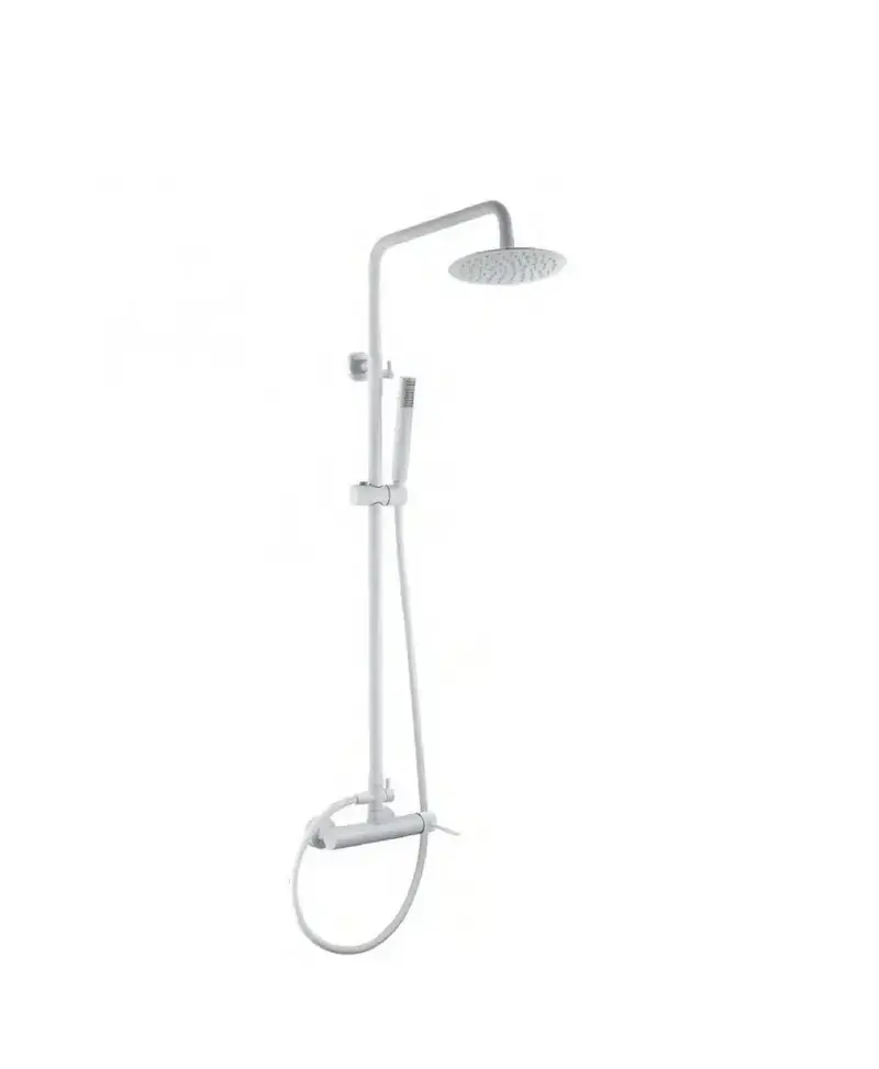 Columna de pared para ducha empotrada de diseño moderno en color blanco mate stick Milos de Imex