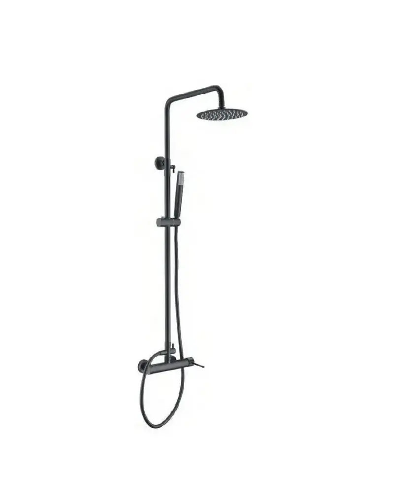 Columna de pared para ducha empotrada de diseño moderno en color negro mate stick Milos de Imex