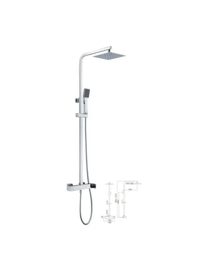 Columna extensible de ducha con un diseño moderno y un acabado cromado Fiyi de Imex