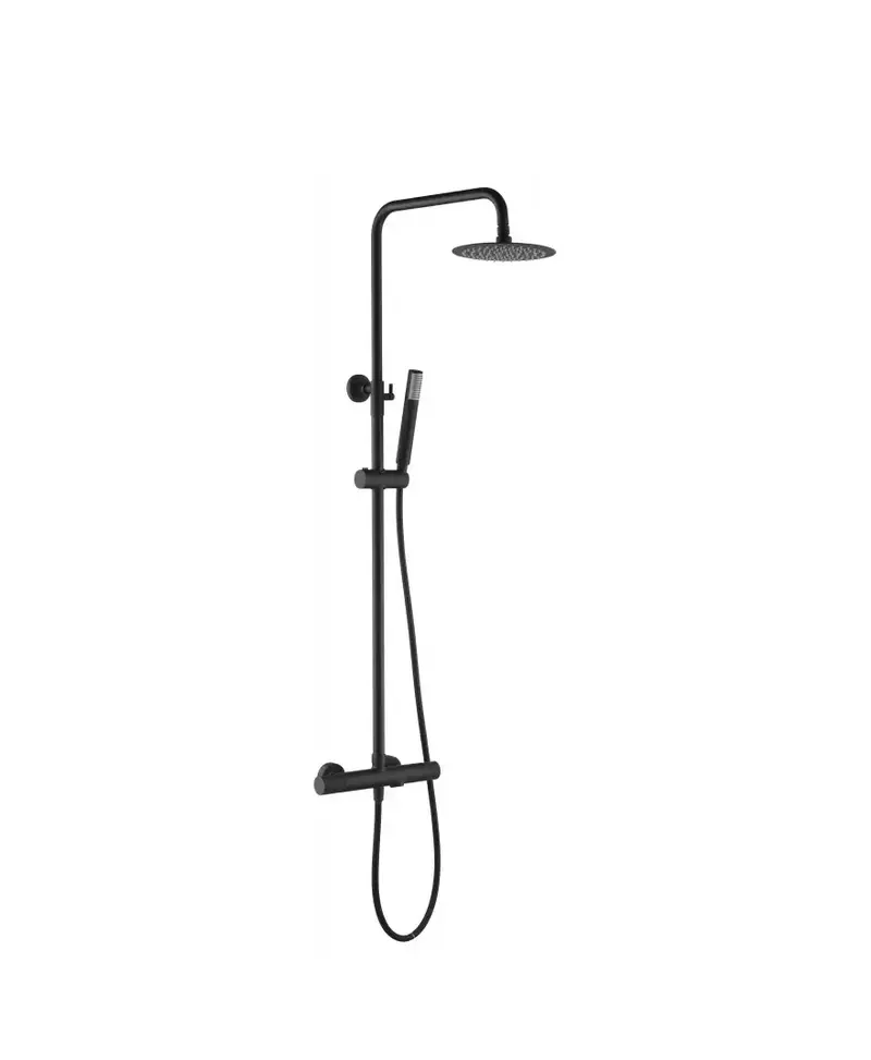 Columna para baño con grifería termostática apta para bañera y ducha acabado negro mate Line de Imex