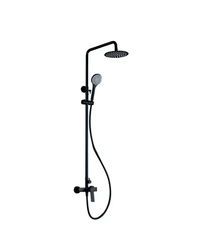 Columna para ducha fabricada en latón con un diseño moderno de acabado negro mate Luxor de Imex