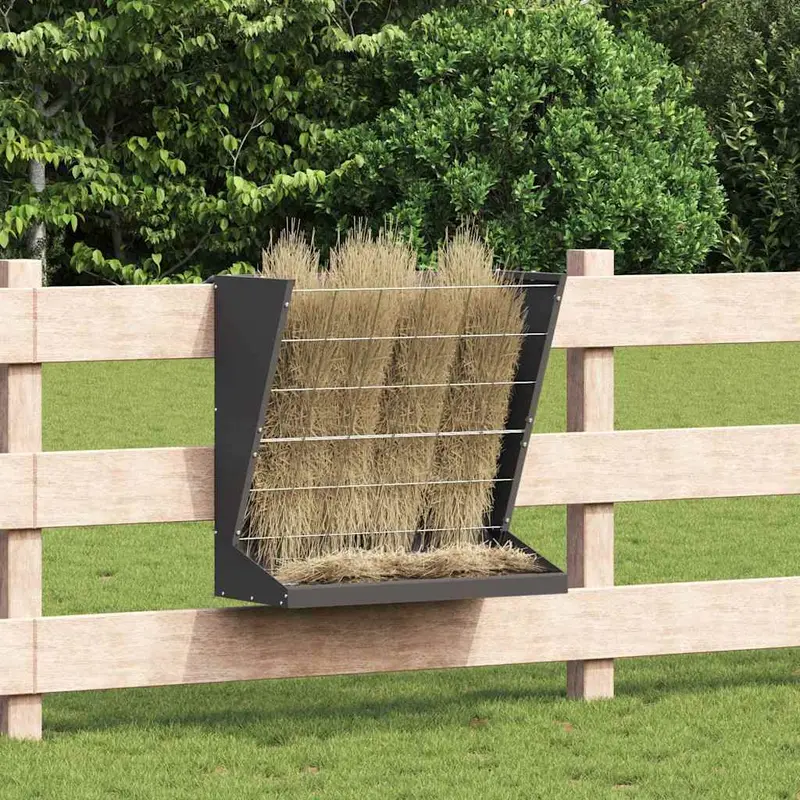Comedero de heno Negro 71 x 33 x 70 cm Acero Laminado en Frío